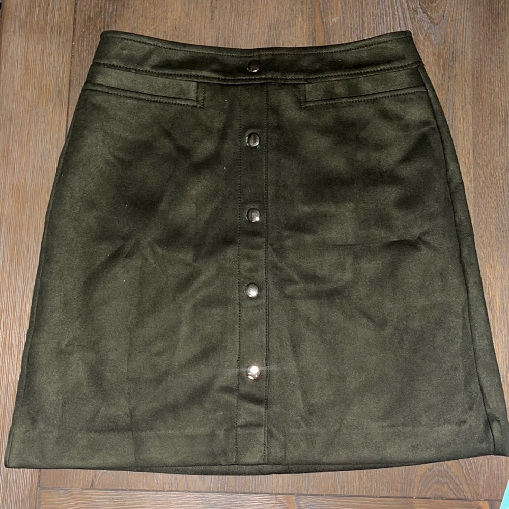 Loft Green Velvet Skirt